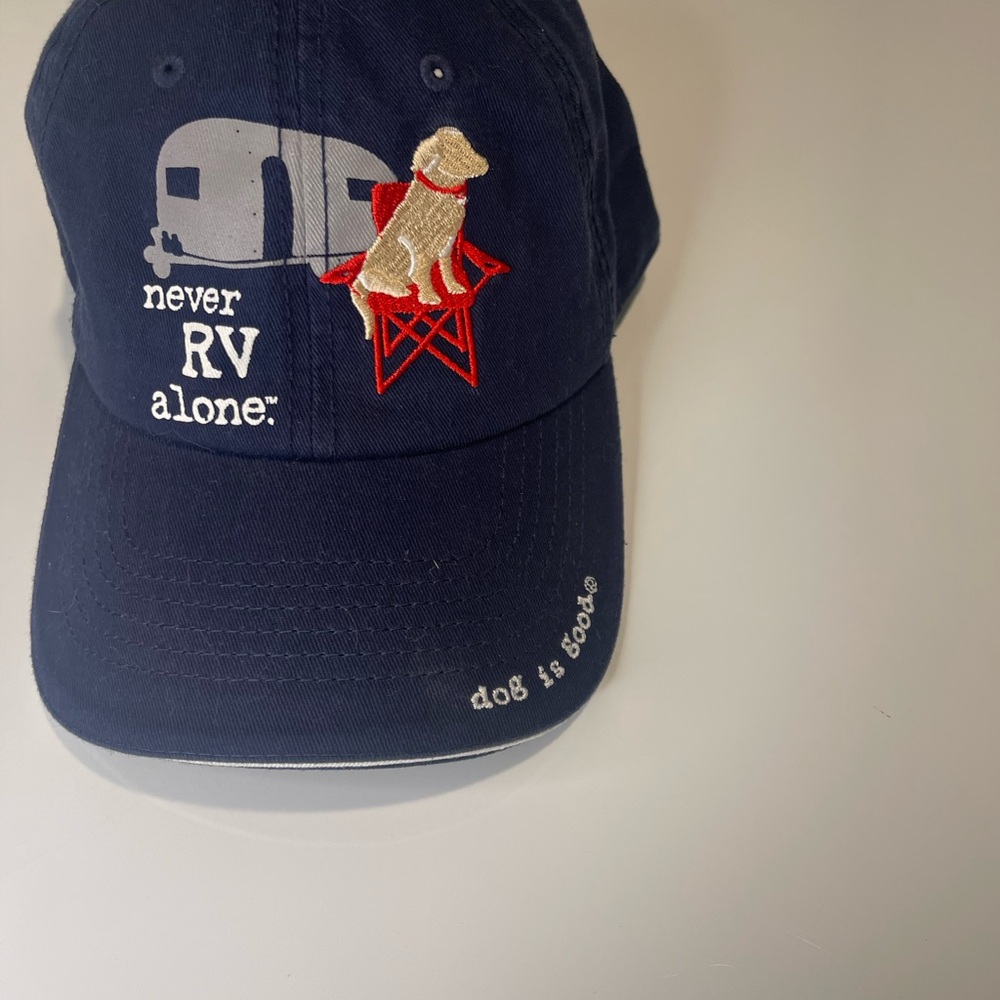 Dog & People Navy Cap with Embroidered Dog Design